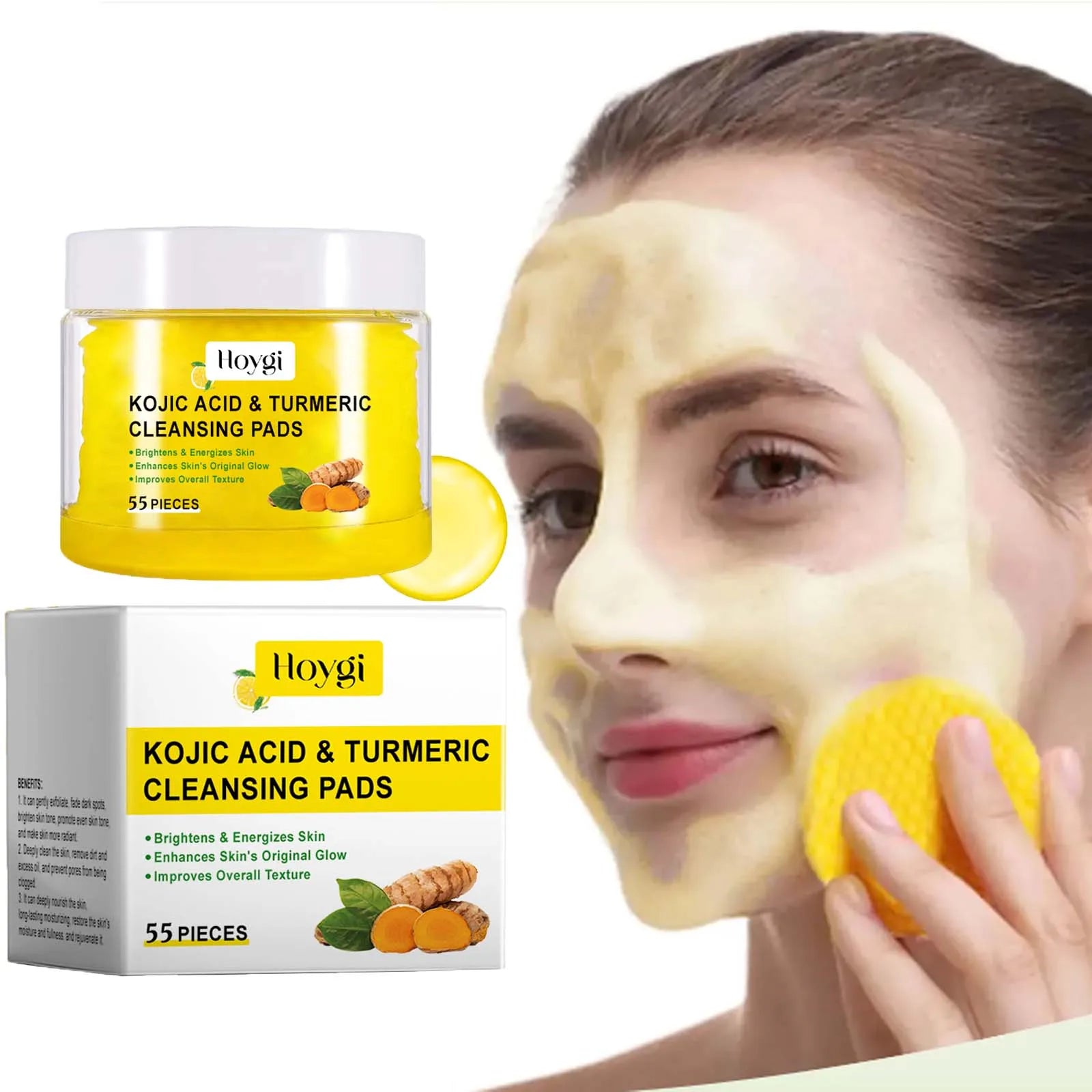 Turmeric & Kojic Acid Exfoliating Cleansing Pads – Brightening & Pore-Refining
