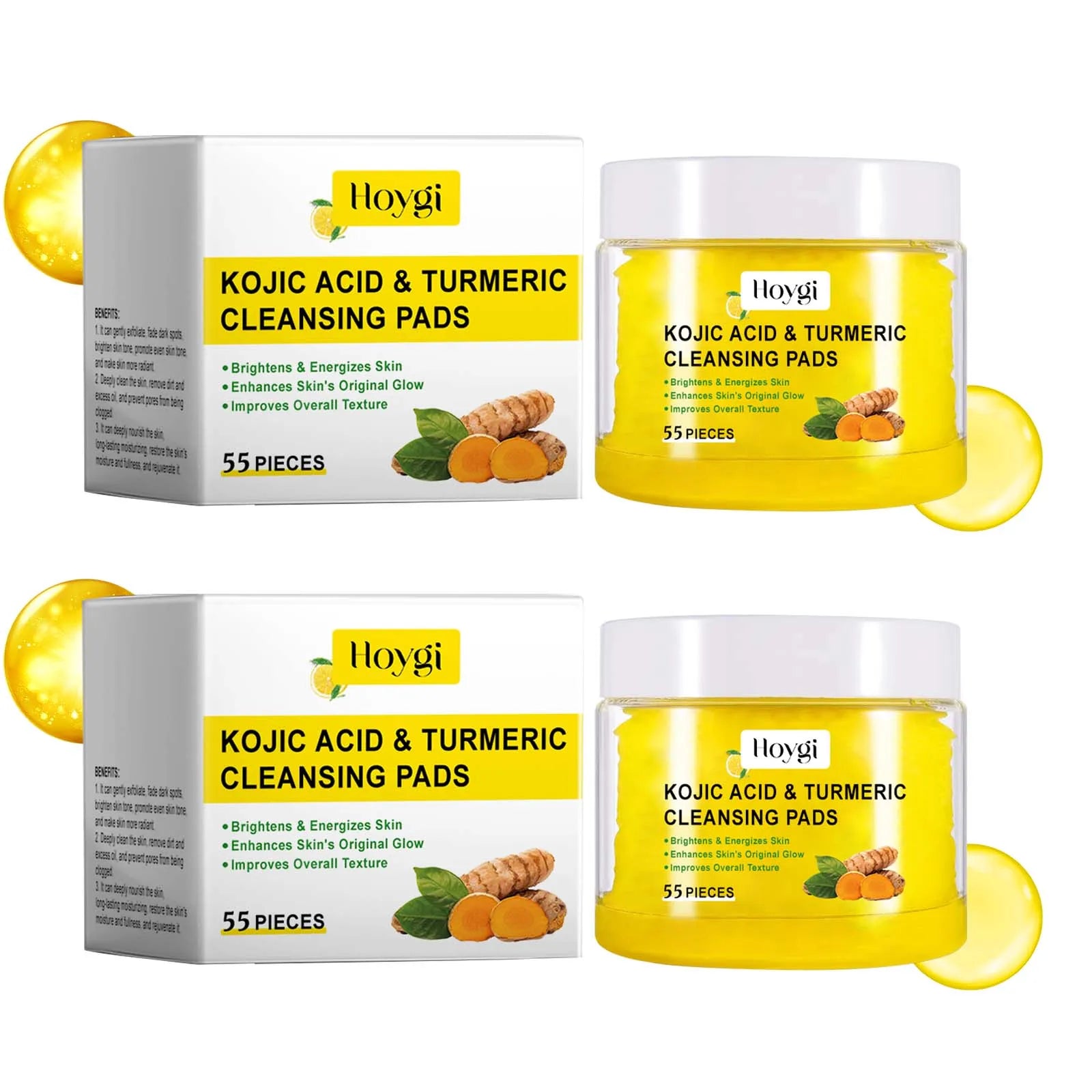 Turmeric & Kojic Acid Exfoliating Cleansing Pads – Brightening & Pore-Refining