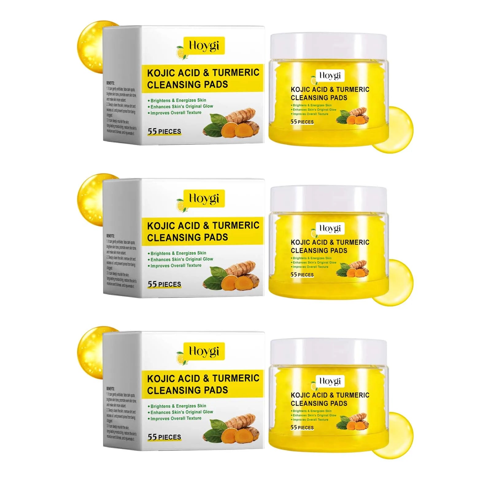 Turmeric & Kojic Acid Exfoliating Cleansing Pads – Brightening & Pore-Refining