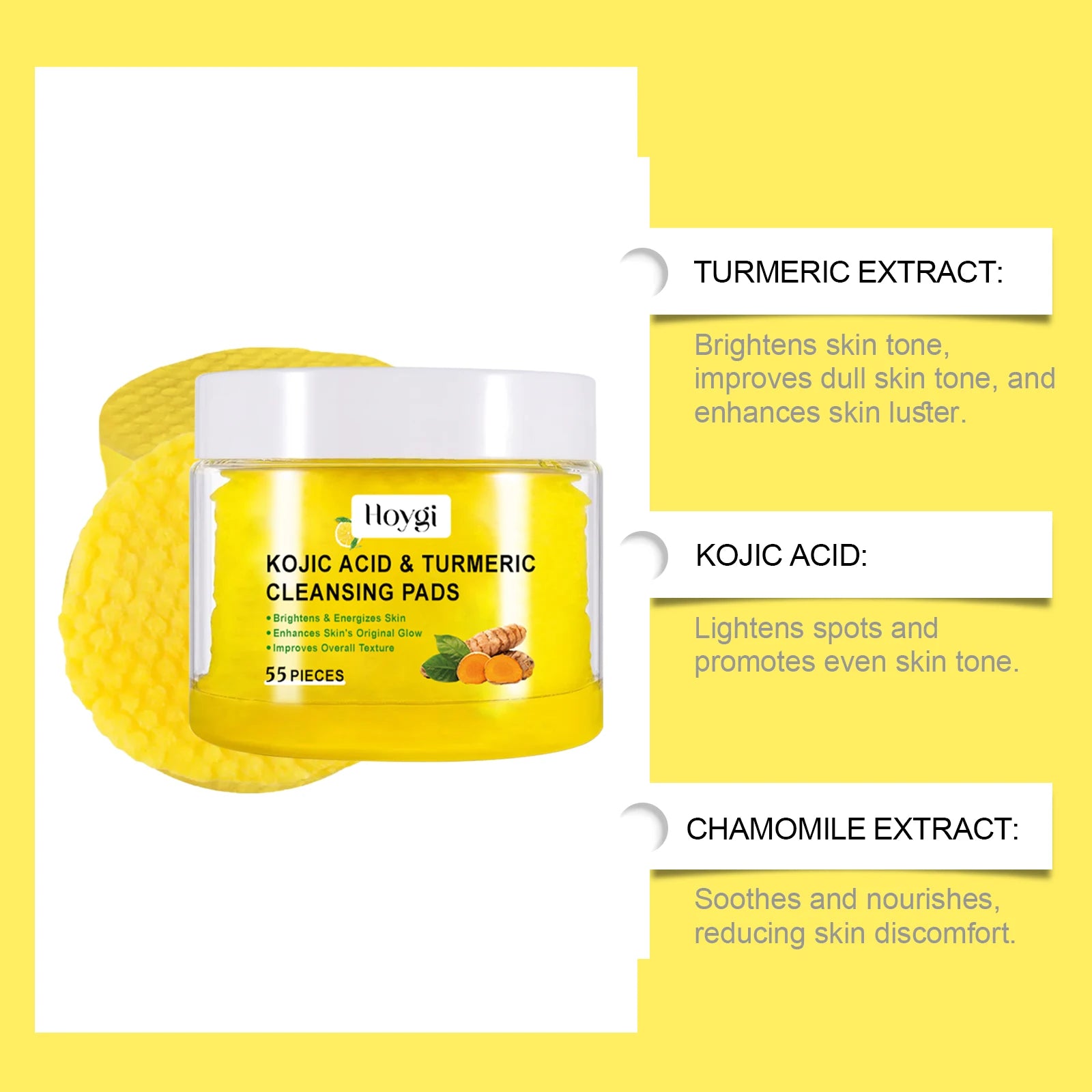 Turmeric & Kojic Acid Exfoliating Cleansing Pads – Brightening & Pore-Refining
