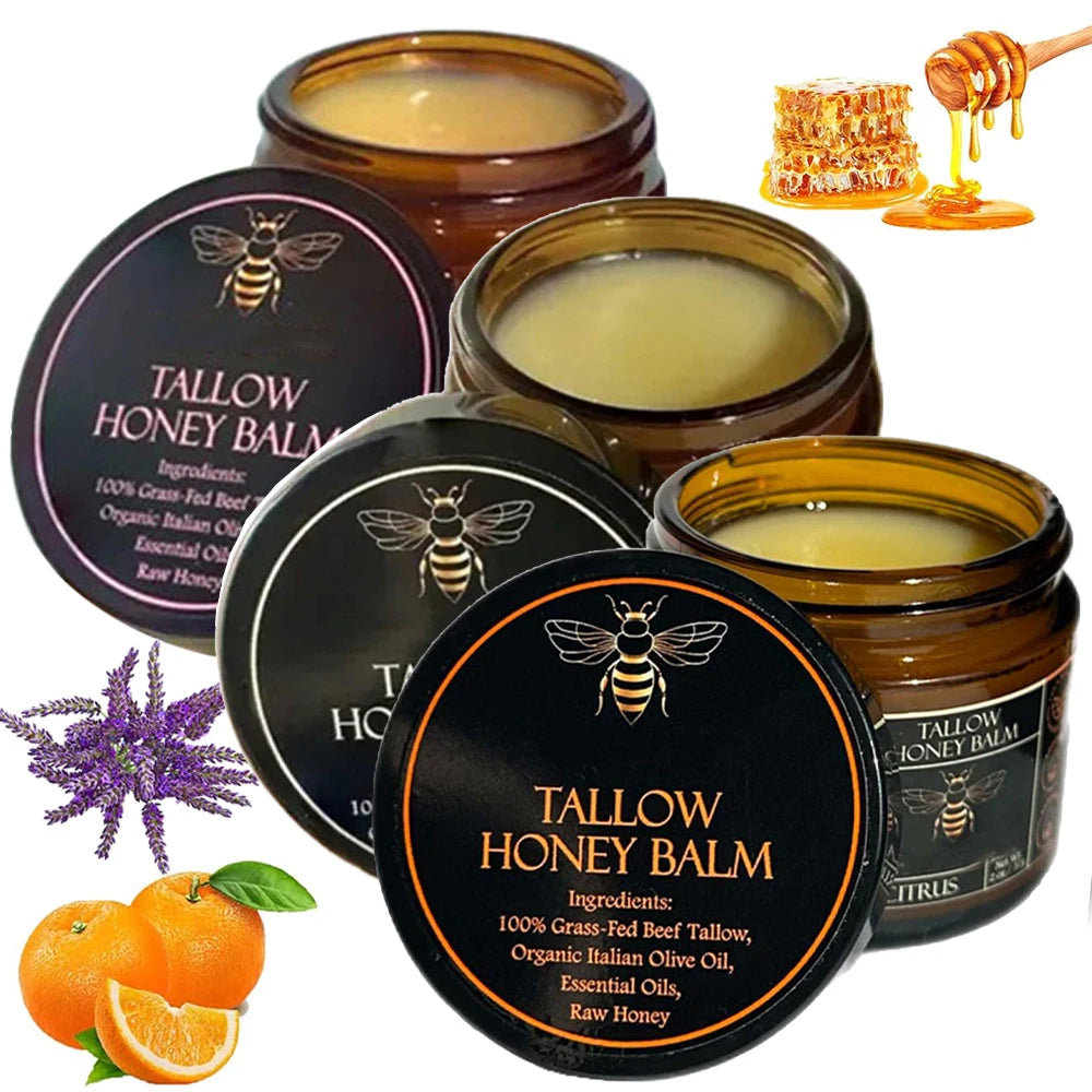 Grass-Fed Beef Tallow & Raw Honey Balm – All-Natural Moisturizer for Face & Body (100g)