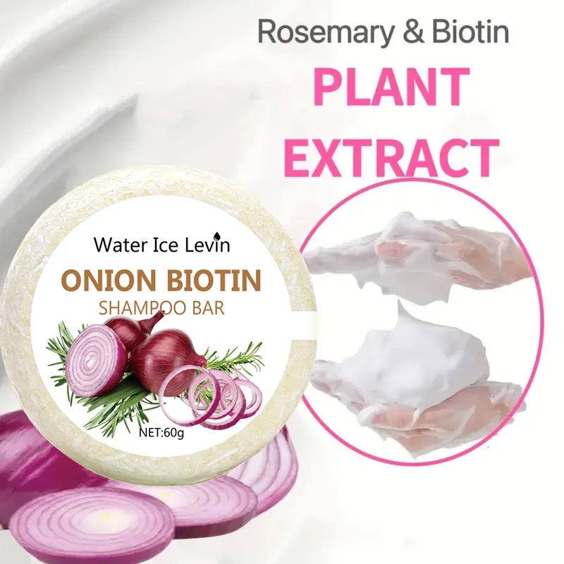 Onion & Biotin Shampoo Bar – Strengthening & Moisturizing for All Hair Types (60g)