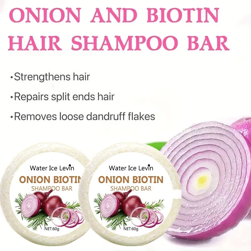 Onion & Biotin Shampoo Bar – Strengthening & Moisturizing for All Hair Types (60g)