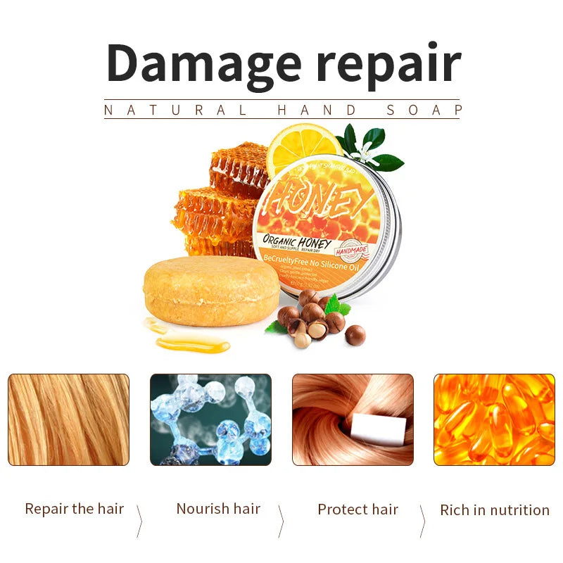 Natural Honey Shampoo Bar – Plant Essence Extract for Soft, Dandruff-Free Hair