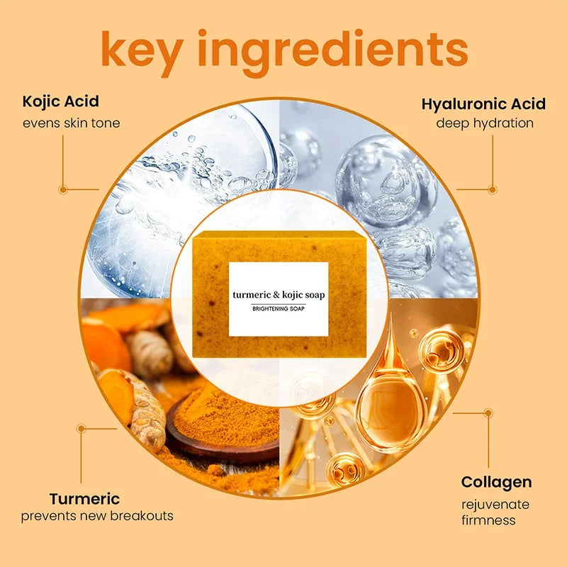 Turmeric & Kojic Acid Facial Soap – Deep Cleansing & Moisturizing Bar (100g)
