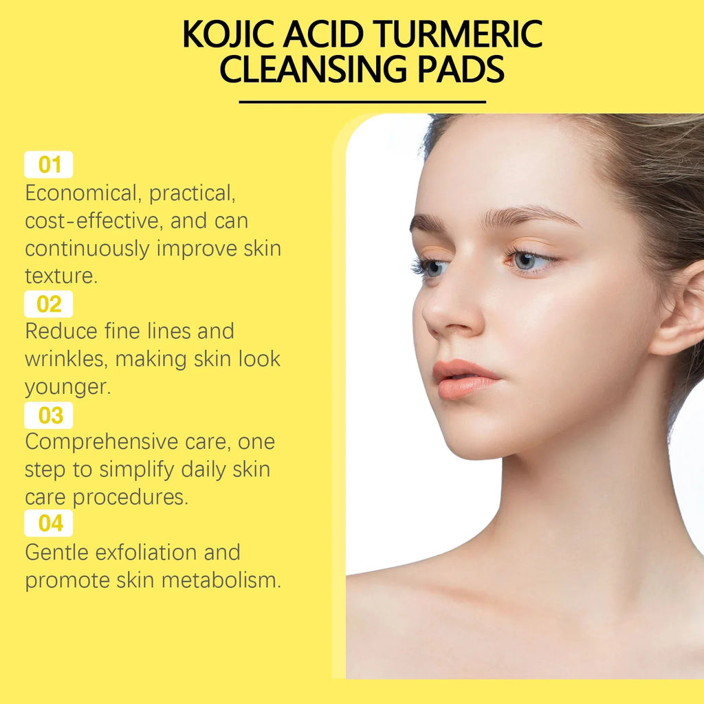 Turmeric & Kojic Acid Exfoliating Cleansing Pads – Brightening & Pore-Refining