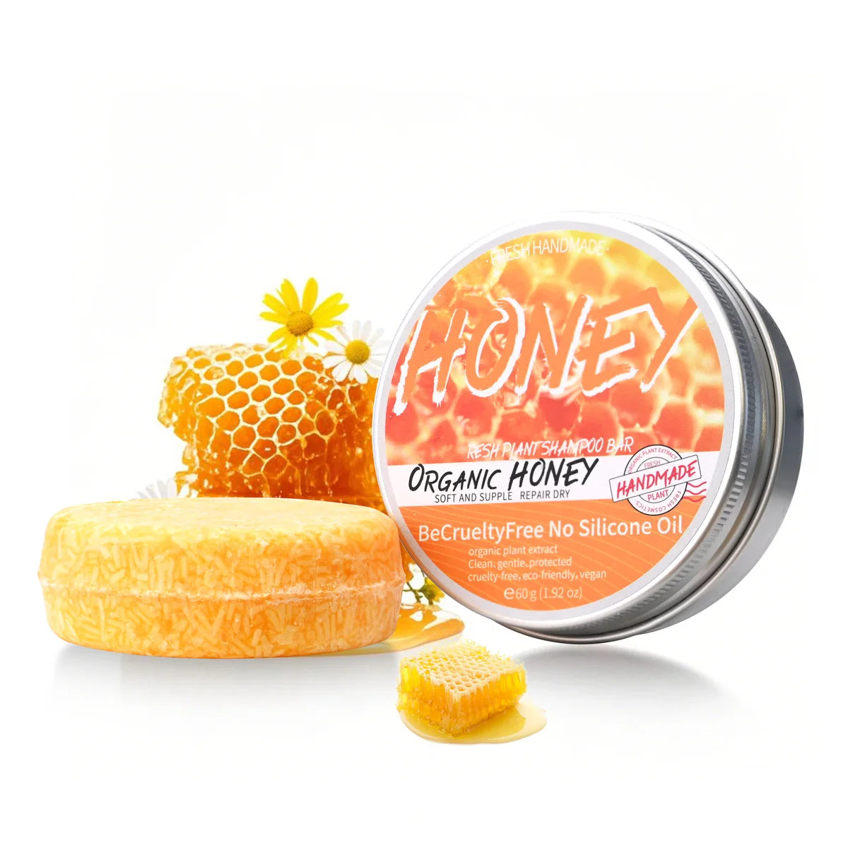 Natural Honey Shampoo Bar – Plant Essence Extract for Soft, Dandruff-Free Hair