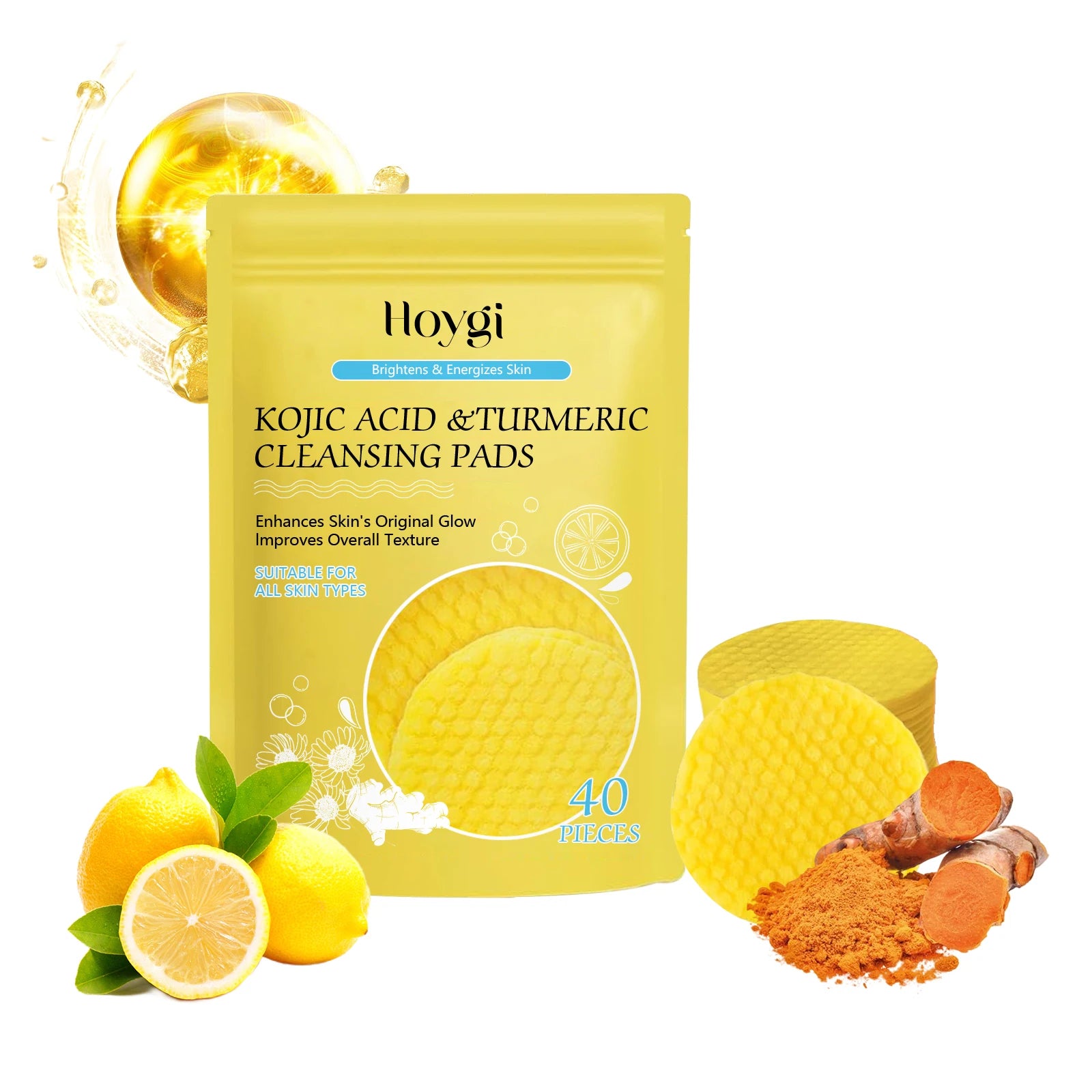 Turmeric & Kojic Acid Exfoliating Cleansing Pads – Brightening & Pore-Refining