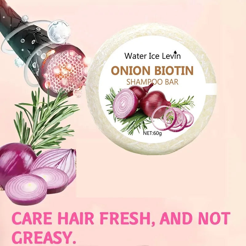 Onion & Biotin Shampoo Bar – Strengthening & Moisturizing for All Hair Types (60g)