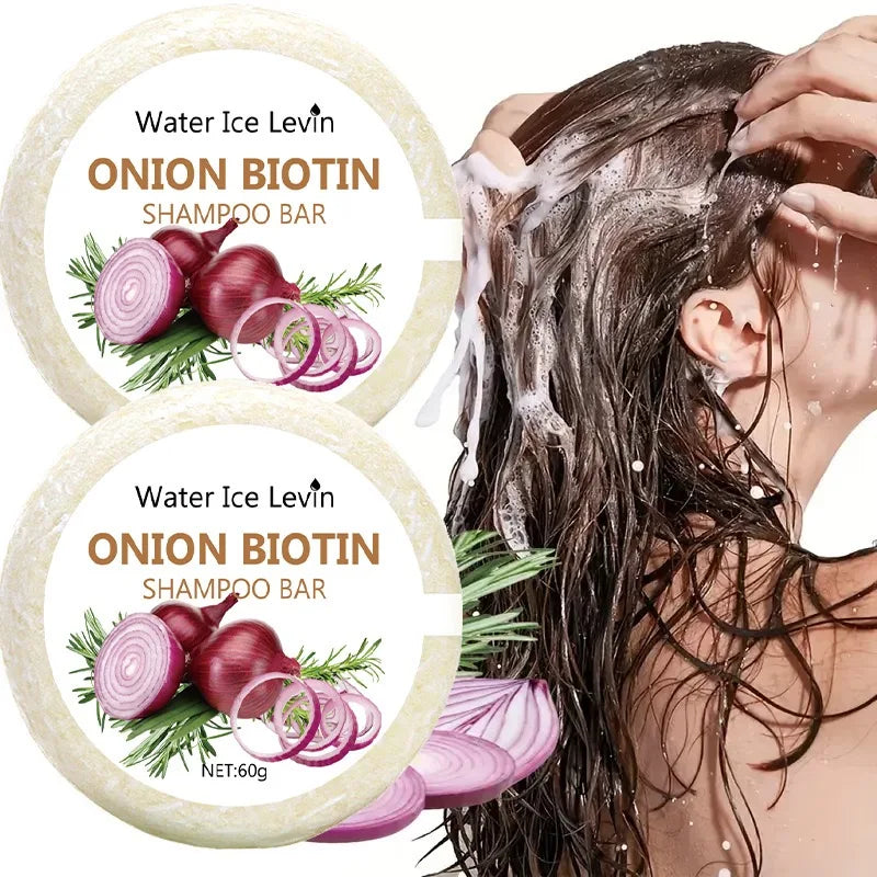 Onion & Biotin Shampoo Bar – Strengthening & Moisturizing for All Hair Types (60g)