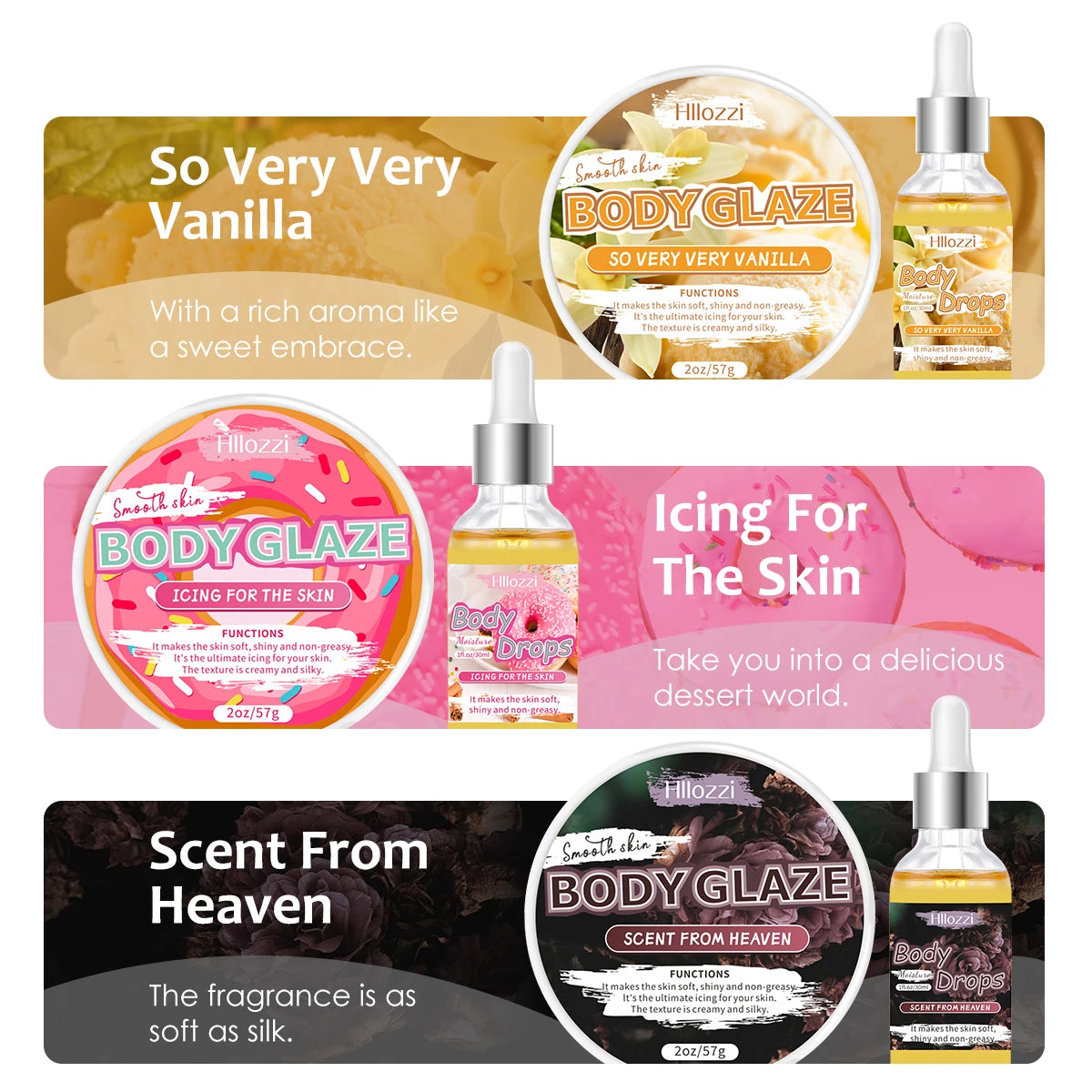 Body Glaze & Body Oil Duo – Non-Greasy Hydrating & Moisturizing Body Lotion