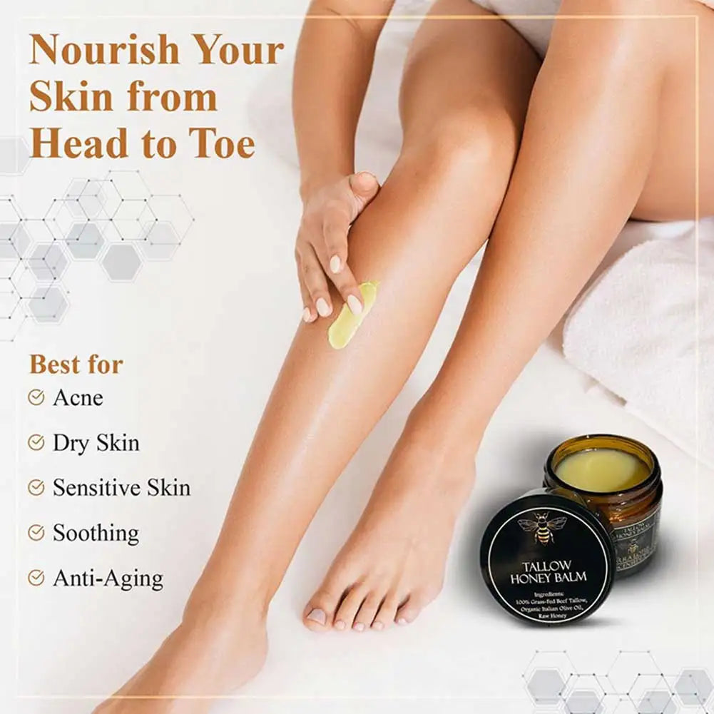 Grass-Fed Beef Tallow & Raw Honey Balm – All-Natural Moisturizer for Face & Body (100g)