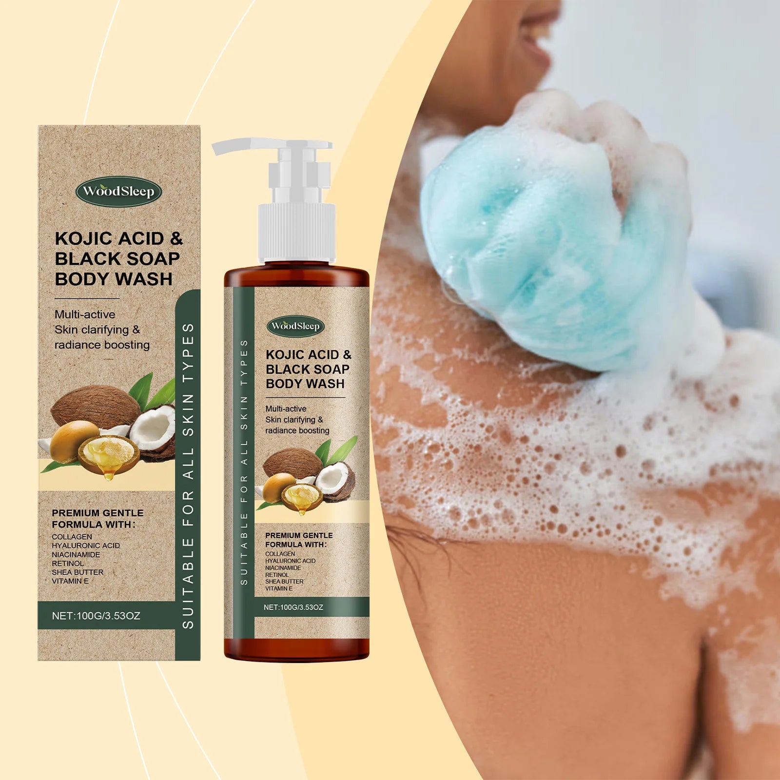 Collagen & Kojic Acid Body Wash – Brightening, Exfoliating & Hydrating Shower Gel