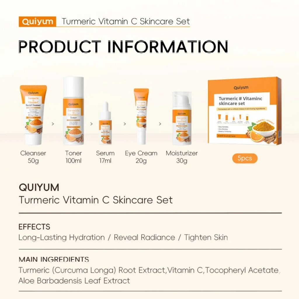 Turmeric Vitamin C Skincare Set – Complete 5-Step Glow Routine