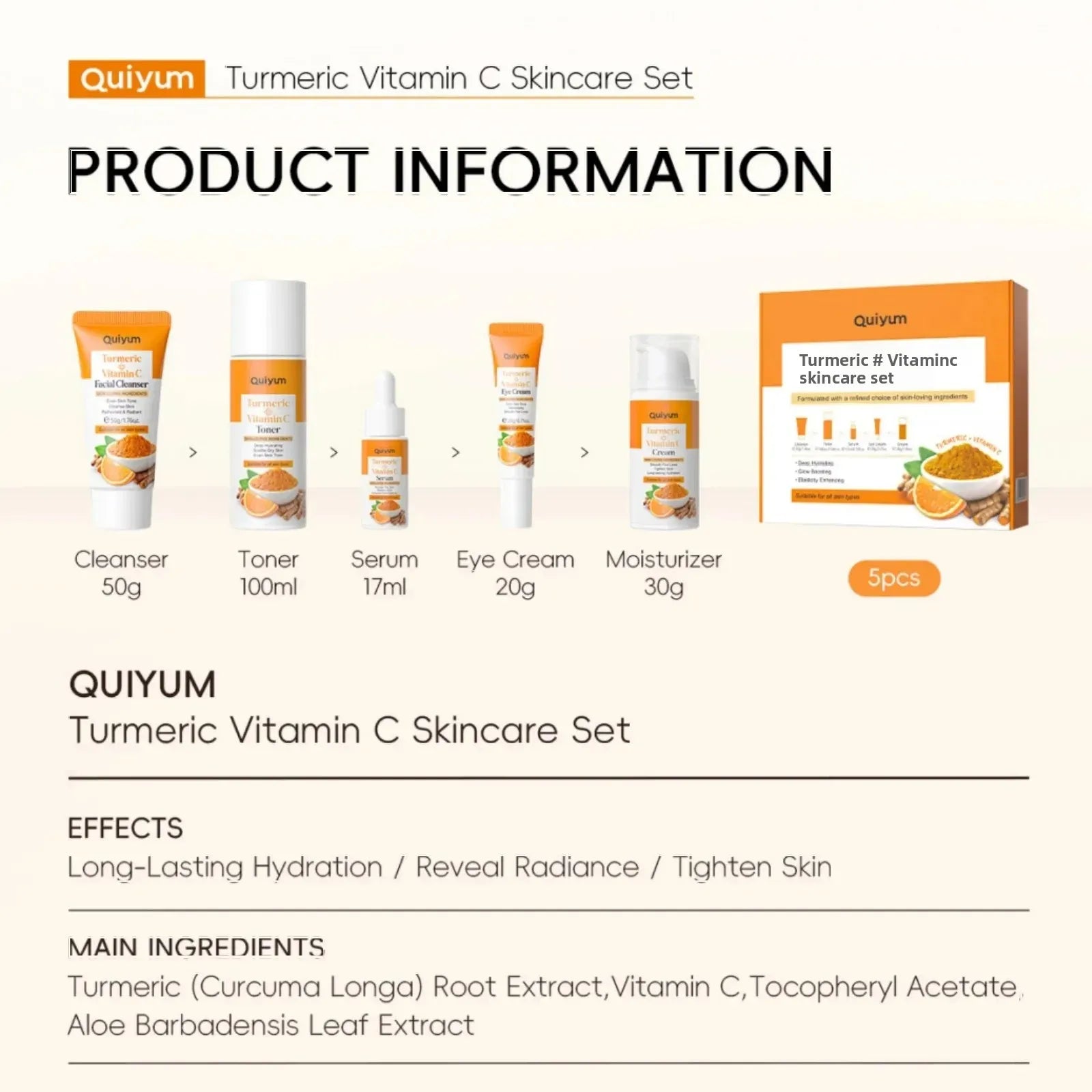 Turmeric Vitamin C Skincare Set – Complete 5-Step Glow Routine