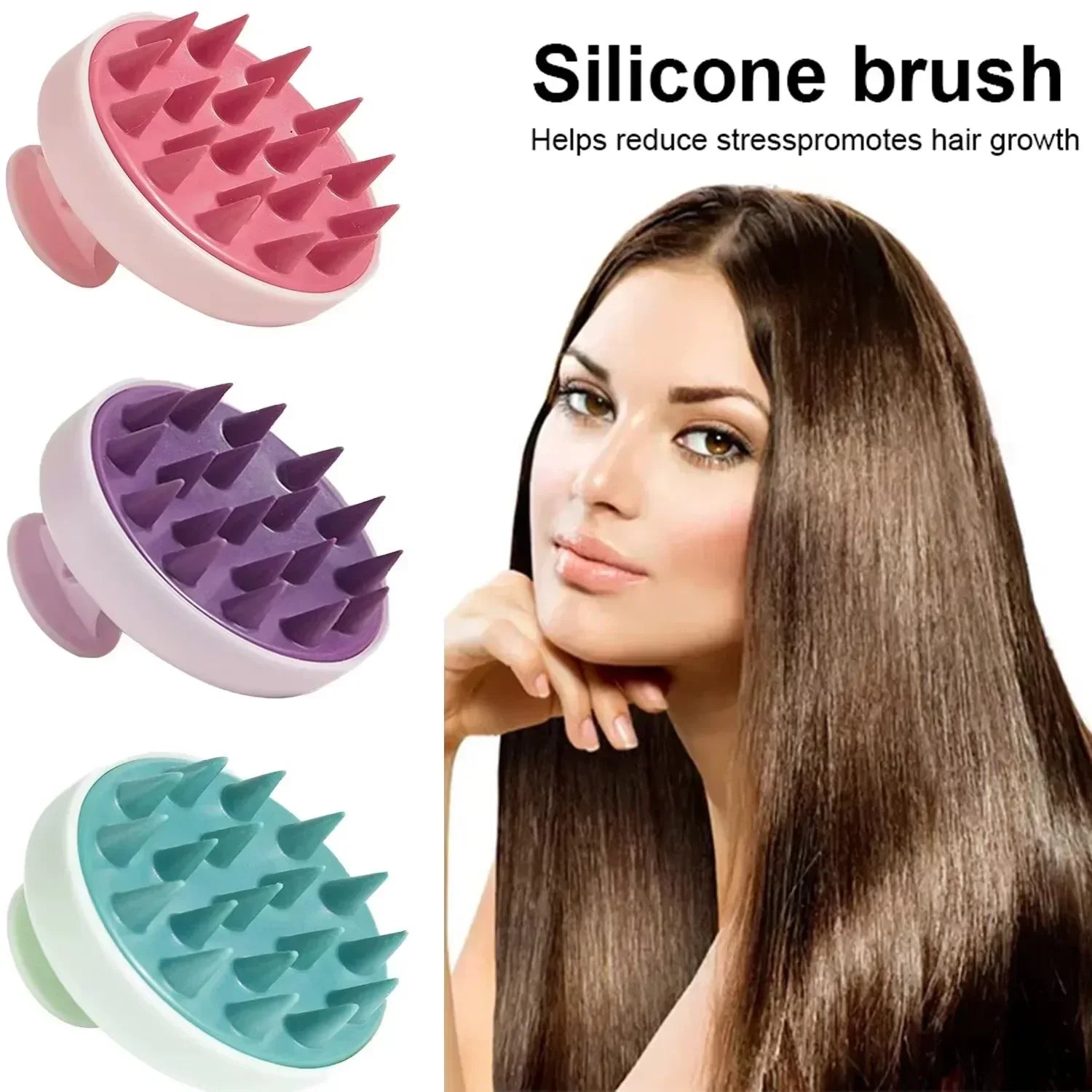 Silicone Scalp Massage Brush – Deep Cleansing & Hair Care Tool