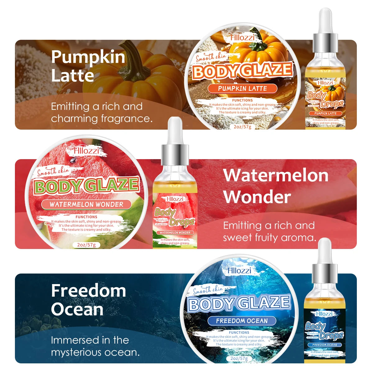 Body Glaze & Body Oil Duo – Non-Greasy Hydrating & Moisturizing Body Lotion