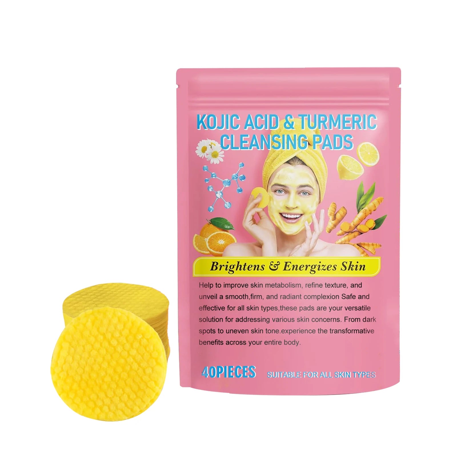Turmeric & Kojic Acid Exfoliating Cleansing Pads – Brightening & Pore-Refining