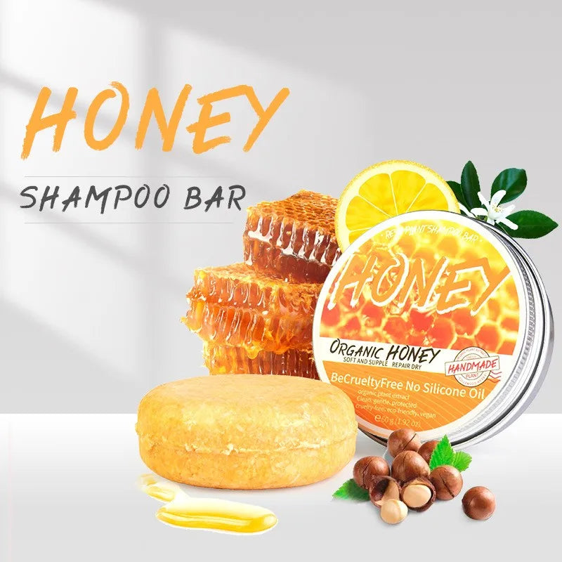 Natural Honey Shampoo Bar – Plant Essence Extract for Soft, Dandruff-Free Hair