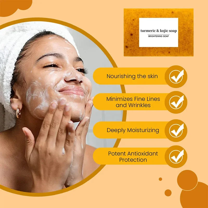 Turmeric & Kojic Acid Facial Soap – Deep Cleansing & Moisturizing Bar (100g)