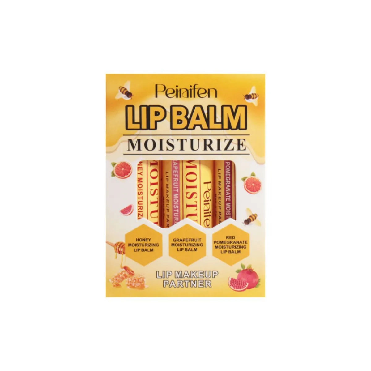 3-Piece Nourishing Lip Balm Set – Honey, Grapefruit & Pomegranate