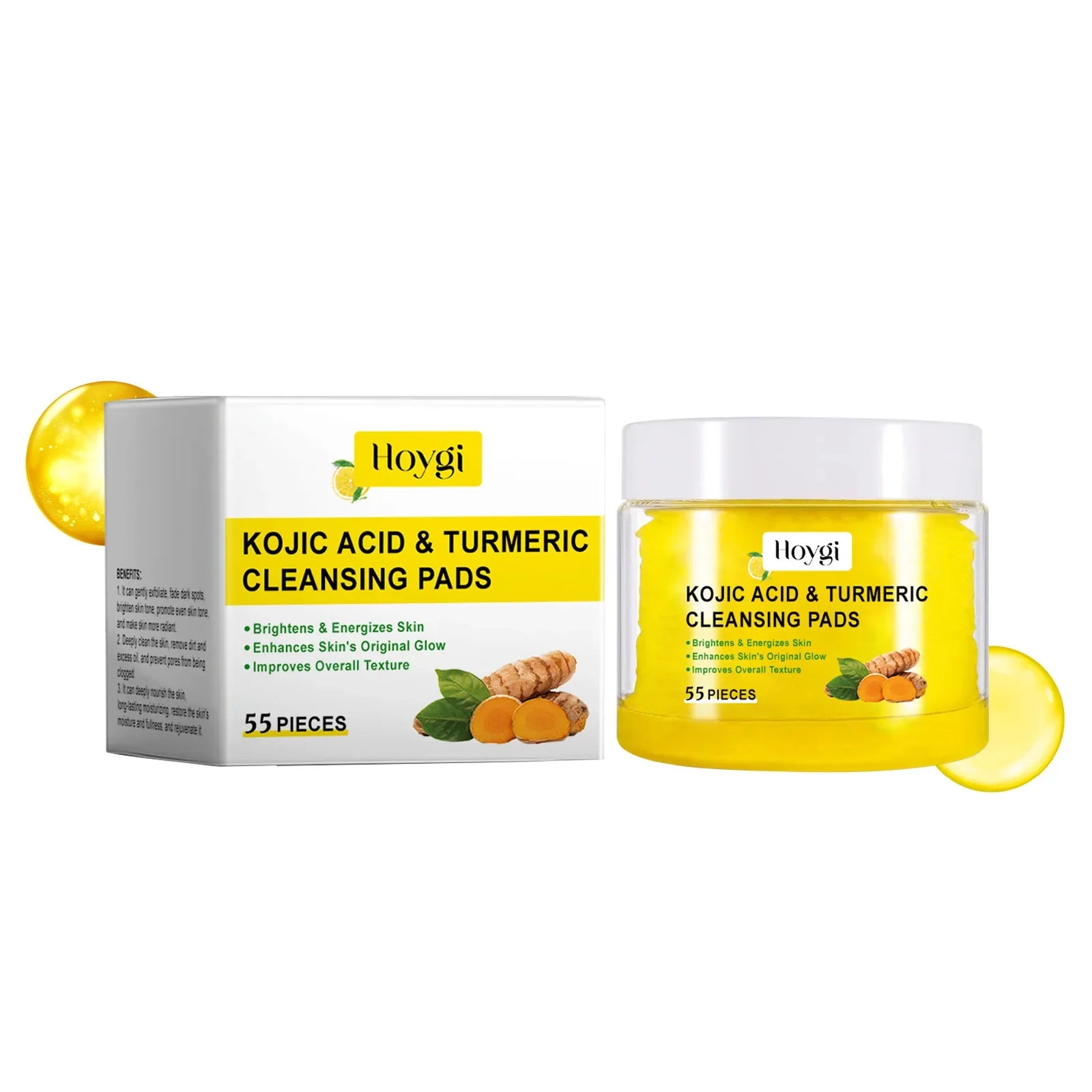 Turmeric & Kojic Acid Exfoliating Cleansing Pads – Brightening & Pore-Refining